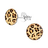 Monkimau Mädchen Ohrringe Leopard Muster Ohrstecker aus 925 Sterling Silver Silb