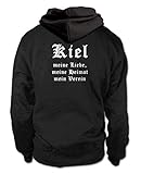 shirtloge - Kiel - Meine Liebe, Meine Heimat, Mein Verein - Fussball Fan Kapuzenpullover Hoodie - Größe S