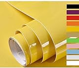 Möbelfolie Klebefolie Möbelaufkleber Selbstklebende Folie Dekorfolie für Möbel Küche Oberflächenschutz Wasserdicht Vinyl Hochglanz Mit Glitzer 60X500cm Gelb