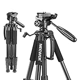 Neewer tragbare 142 Zentimeter Aluminium-Legierung Kamera Stativ mit 3-Wege-Schwenk Kopf, Tragetasche für Canon Nikon Sony DSLR-Kamera, DV-Video-Camcorder Belastbarkeit 4 Kilogramm Schwarz(SAB234)