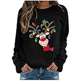 Lomelomme Weihnachtspullover Damen Lustig Ugly Christmas Sweater Weihnachts Pulli Frauen Christmas Pullover Weihnachtspulli Weihnachtssweater Xmas Langarmshirt Weihnachts Ob