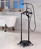 Standarmatur freistehende Wannenarmatur Armatur Wasserhahn mit Handbrause (Black)