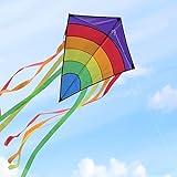 Riesige Bunte Drachen, große Easy Flyer Rainbow Drachen für Erwachsene Im Freien leicht fliegen bei starkem oder leichtem Wind 74 * 65