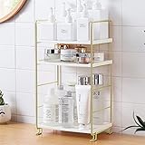 3 Ebenen Eckregal Badezimmer Regal Küchenregal Modernes Tischregal Gewürzregal Make-up Hautpflege Arbeitsplatte Organizer, für Küche Büro Kommode Wohnzimmer Arbeitszimmer (Gold)