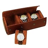 Chytaii 3 Slots Uhrenbox Retro Pu Leder Uhrenrolle Reisetasche Elastische Uhr Veranstalter Halter Schmuck Aufbewahrungsbox für männer Damen-Mehrfarbig (Stil 5)