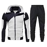 Yowablo Joggingsuit Freizeitanzug Trainingsanzug Hausanzug Herren Pullover Hosen Sportanzug Herren Herbst Winter Freizeit Nähte Reißverschluss ( 3XL,1weiß )