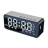 Nevup Drahtloser Lautsprecher-Wecker, digitaler Wecker, Digitale LED-Uhr für Schlafzimmer, USB-Ladeanschluss, Sleep-Timer, Festivalgeschenk