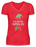 Ich Bin der Gamer Elf Kostüm Zocker Wichtel Weihnachtself T-Shirt Weihnachten - V-Neck Damenshirt -XXL-Kaiserliches R