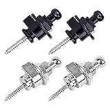 Gitarrengurt Endknopf Gitarrengurt Knöpfe Gitarre Strap Locks Gitarrengurt Schloss Schwarz Silber für Akustik Gitarre Klassische Elektrische Westerngitarre Bass Ukulele Gitarre Banjo (4 Stück)