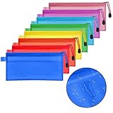 FOCCTS 16 Stücke A6 23,5×11,5 cm Bleistiftbeutel Reißverschluss Datei Taschen wasserdichte Kunststoff Doppelschicht für Stift Tasche, Kosmetik Liefert,Reisezubehör Aufbewahrungsbeutel,8 Farb