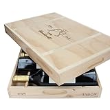 Tabca Geschenkset Bordeaux Supérior - Château Le Breton | verschiedene Designs | Rotwein | hochwertige Holzbox | edles Tablet aus Holz | 6x 0,75l (Hochzeit)