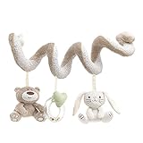 TININNA Baby Spielzeug Anhänger Spirale mit Plüschtieren Cute Bunny Bear für Kinderwagen Pram Pushchairs Auto Hanging Spielzeug mit Sounds für Neugeborene Baby Jungen Mädchen EINWEG Verpackung