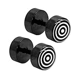 Tumundo® 1 Paar Fake-Plugs 8mm Ohr-Stecker Ohrringe Zielscheibe Kreise Schwarz Weiß Fake-Tunnel E