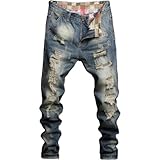 Capabes Nostalgische Slim-Fit-Jeans mit Rissen für Herren Modische und Bequeme All-Match-All-Match-Jeans-Jeans mit geradem Bein 36