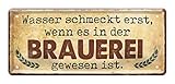 Blechschild Brauerei - Metallschild lustiger Spruch - Geschenk Männer - Geschenkset Idee - Retro Deko Küche Bar Stammtisch Biergarten Werkstatt Kneipe Pub Partyraum - Bier Blech Schild - 28x12