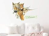 GRAZDesign Wandtattoo personalisiert Pferd mit Fohlen - Wunschname - Geschenke Pferde - Tattoo Kinder Mädchen / 55x40