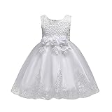 Marryself Mädchen Kleid für 2-8 Jahre Baby KindNetzgarn Klei Spitze Tutu Kleid Taufkleid Festlich Kleid (Weiß,4 Jahre-5 Jahre)