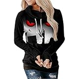 Damen Halloween kostümHalloween Laterne Geister Kürbis Shirt Gesicht Kostüm Langarm Top