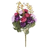 LYUN Künstliche Blumen Neue 21 Köpfe/Bouquet Silk Rose European Style Artificial Blumenstrauß Gefälschte Blumen Nach Hause Wedding Partei-Dekoration Hohe Qualität blumenstrauB (Color : Purple)