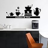 DIY wall sticker Kaffeemaschine Teetassenhalter Regal Vinyl Wandaufkleber 57x22cm Wandtattoos Aufkleber Home Interior Kleink