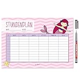 Meerjungfrau Stundenplan mit selbstklebender Rückseite I DIN A4 I abwischbar, mit Stift I für Grundschule Kinder Mädchen I dv_612