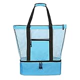 Jorzer Mesh Beachtasche Isoliert Kühlertasche Multifunktionsstrand Klar Folding Umhängetasche Wiederverwendbare Einkaufen Handtasche Sand Spielzeug Aufbewahrungstasche Für Picknick W