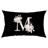 Goosuny Kissenbezüge Dekorative Kissenhülle Wurfkissenbezug Kissen Fall Englisches Alphabet Druck Pillowcase für Sofa Schlafzimmer Auto Büro Zuhause Dekor Schwarz 50x30