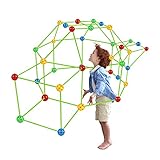 Kinder Fort Bausatz 155 PCS, Forts BAU Baumeister Geschenk, STEM Lernspielzeug für 5-12 jährige Jungen Mädchen, DIY Burgen Bauen Tunnels Spielzelt Rakete Flugzeugturm Indoor O