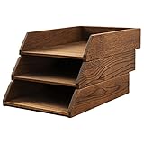 Royal-Office Schreibtisch Ablagefächer Stapelbar Holz 3er Set | Ablage Schreibtisch Organizer Holz Eiche | Dokumentenablage Papierablage Briefablage A4 | Bürobedarf Schreibtisch Zubehör | 35x24,5