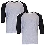 Gildan Herren Heavy Cotton 3/4 Raglan, Style G5700, 2-Pack T-Shirt, Sport Grau/Schwarz, X-Groß (2er Pack)