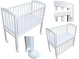 Mobiles Beistellbett Babybett 90x40 cm massiv mit Matratze und wasserdichtem M
