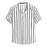 Hemd Herren Comfort Fit Casual Tops mit Taschen Hawaiihemd Herren Sommer V Ausschnitt Henley Shirt IFOUNDYOU Hemd Herren Reqular Fit Kurzarm Tshirt Freizeithemd Herren Druck Bequem Beach S