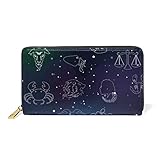 Sternzeichen Sternzeichen Damen Brieftasche Reißverschluss Geldbörse Echtes Leder Geldbeutel Telefon Kreditkartenetui Portemonnaie für Frauen M