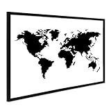 PHOTOLINI Poster mit Bilderrahmen Schwarz 'Weltkarte' 40x50 cm schwarz-Weiss Motiv XXL Landkarte E