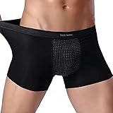 Männer Vergrößerung Unterwäsche Herren Magnetische Boxershorts, Hochelastischer Baumwollslip, Erweiterung Underwea Strong Shorts, Gesundheitshosen zur Verbesserung des Lebens(Size:4XL,Color:Schwarz)