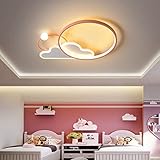 HIL Dimmbar Kinderzimmer LED-Deckenleuchte Schlafzimmer Deckenleuchte Karikatur Wolken Mit Fernbedienung Lampen Leuchter Wohnzimmer Schlafzimmer Küche Esszimmer Sekretariat Balkon,Pink 50 * 6cm/38w