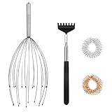 MELLIEX Kopfmassage Spinne und Rückenkratzer, Kopfmassagegerät mit 20 Fingern für Angenehme Massage, Kopfkrauler Kopfkratzer set mit Fingermassageg