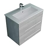 Alpenberger Waschbecken mit vormontiertem Schubladen-Unterschrank - Hand-Waschbecken - Antibakterielle Nano-Beschichtung - Badezimmer-Möbel matt-g