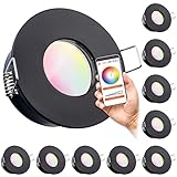 10er IP65 RGB CCT LED Einbaustrahler Set GU10 in schwarz mit 5W Leuchtmittel von LEDANDO - RGB + Warm bis Kaltweiß - inkl. WiFi APP-Steuerung - Tuya Smart Life - B