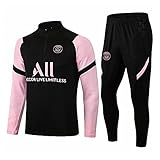 WDDWYHLL Paris Fußball Trainingsanzug, Fußballclub Herren Langarm-Sportbekleidung Atmungsaktives Sporttraining Fitness Laufanzug Trainingsanzug Jogginganzug Anzug Jungen,Rosa,S