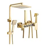 LNXGJJ Shower Duschsystem, Gold, Duschset, Wandmontage, freistehend, Duschsäule mit ABS-Duschkopf, Handbrause, Badewannenarmatur, Bidet Sprü