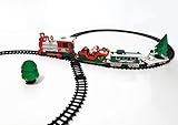 Deko Weihnachtszug 22-teilig 91x44 cm - spielt Weihnachtsmusik - Mini Zug zu Weihnachten Eisenbahn mit Lokomotive, 3 Waggons und 15 Schienen und Dekob