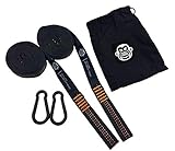 Monkey Swing Hängematte Aufhängeset Befestigungsset 300kg Traglast,2X Karabiner + Schlingen im Tragebeutel - leicht, strapazierfähig,robust-dreifach vernäht I für Schaukel, Garten, Camping