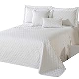 Delindo Lifestyle® Tagesdecke Bettüberwurf Premium WEIß, für Doppelbett, einfarbig für Schlafzimmer, 220x240