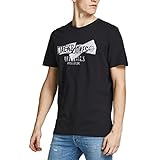 JACK & JONES T-Shirt Comfort Branding für Herren, Schwarz, Rundhalsausschnitt, Logo-Druck, Schwarz , S