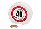 Spardose / Sparbüchse 'Happy Birthday' aus Keramik zum 40. Geburtstag - Maße B14 x T5 x H13 cm - super Geburtstagsgeschenk