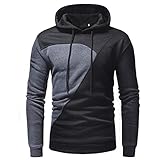 QWERD Hoodie Herren Pullover Langarm Sweatjacke Kapuzenpullover Farbblock Sweatshirt Männer Herbst Winter Patchwork Langarm-Shirt College Hoodie Sweatshirt Oberteile Jacke Mantel Outwear S-3XL