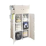 JIAQUAN-SHOP Kombischrank Tragbarer Schrank Schlafzimmer Schrank Schrank mit Tür, groß und robust, beige (8 und Seitenkörbe) Kleiderschrank