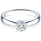 Tresor 1934 Damen-Ring/Verlobungsring/Solitärring Sterling Silber rhodiniert Zirkonia weiß 60451014