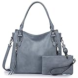 Realer Handtaschen für Damen, große Crossbody-Hobo-Taschen, mit passender Geldbörse, blau, S